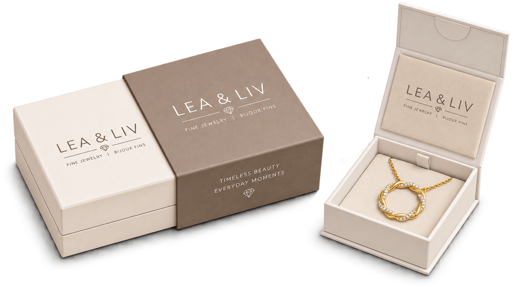 LEA & LIV fine jewellery packaging included with the display tower